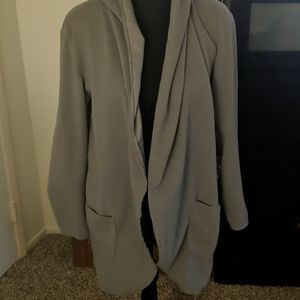 Grey Hooded Blazer Style Jacket